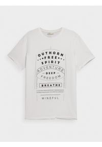 outhorn - T-shirt z nadrukiem męski. Okazja: na co dzień. Materiał: dzianina, bawełna. Wzór: nadruk. Styl: casual