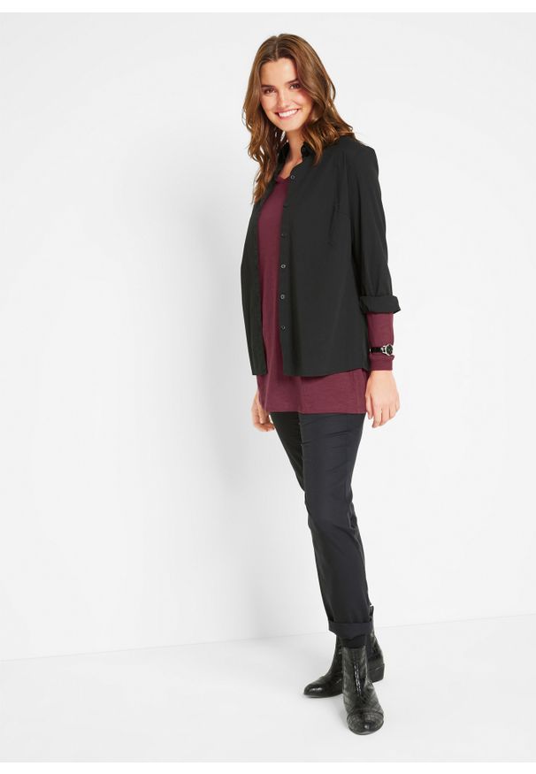bonprix - Długi shirt z bawełny organicznej. Kolor: czerwony. Materiał: bawełna. Długość: długie