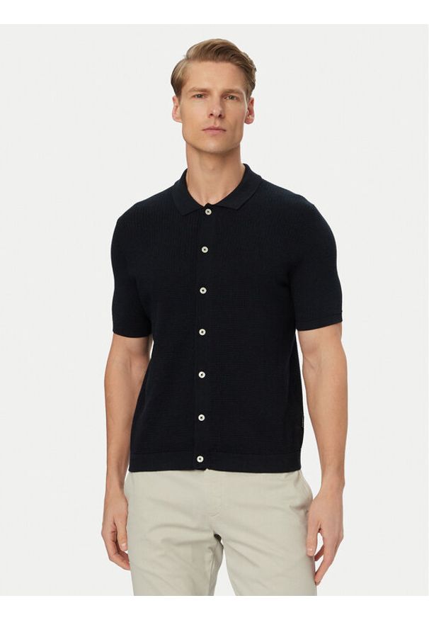 Bugatti Koszula 7100-15536E Granatowy Regular Fit. Kolor: niebieski. Materiał: bawełna