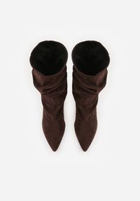 Renee - Brązowe Botki na Szpilce Typu Slouchy Anitai. Kolor: brązowy. Materiał: jeans. Obcas: na szpilce #7