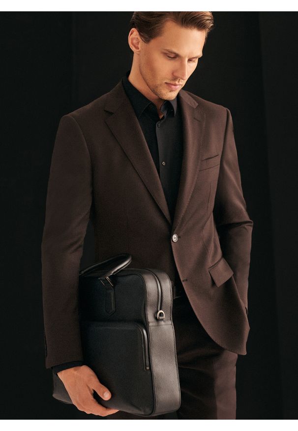 Pako Lorente - PAKO LORENTE - Czarna skórzana aktówka męska. Kolor: czarny. Materiał: skóra