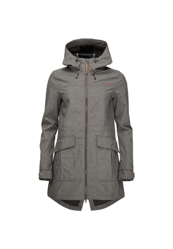 LOF - Płaszcz softshell damski LOAP Lavila, szary, S. Kolor: szary, niebieski, wielokolorowy. Materiał: softshell. Sport: turystyka piesza