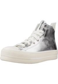 Converse - CONVERSE CHUCK TAYLOR ALL STAR LIFT PLATFORM METALLIC Srebrny. Kolor: szary. Materiał: syntetyk, tkanina. Obcas: na platformie