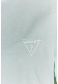 Guess - GUESS Krótki miętowy t-shirt damski z logo na plecach. Kolor: zielony. Materiał: bawełna. Długość: krótkie #5