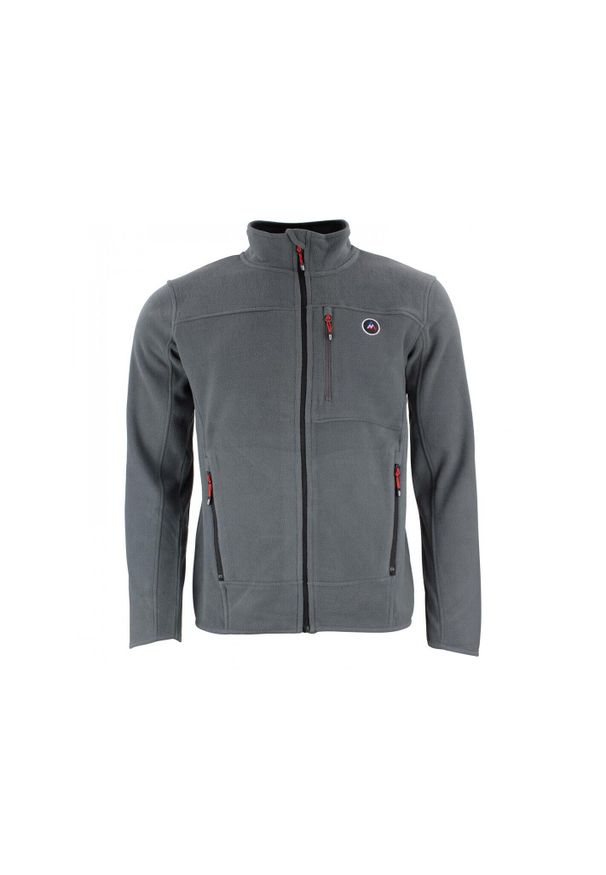 PEAK MOUNTAIN - Polar z pełnym zamkiem błyskawicznym Peak Mountain. Typ kołnierza: kołnierzyk stójkowy. Kolor: szary. Materiał: polar. Sport: turystyka piesza