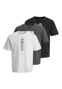 Jack & Jones - Jack&Jones Komplet 3 t-shirtów Holiday Skull 12294420 Kolorowy Regular Fit. Materiał: bawełna. Wzór: kolorowy #1
