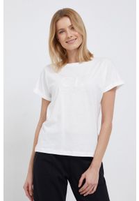 Calvin Klein T-shirt bawełniany kolor biały. Okazja: na co dzień. Kolor: biały. Materiał: bawełna. Wzór: haft. Styl: casual
