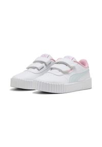 Puma - Dziecięce sneakersy Carina 3.0 PUMA White Sea Glass Blue. Okazja: na plażę, na uczelnię. Kolor: niebieski, wielokolorowy, biały. Sezon: lato. Sport: tenis, joga i pilates
