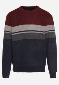 Born2be - Bordowy Sweter z Wełną z Eleganckim Kołnierzykiem Koszulowym Espalea. Typ kołnierza: kołnierzyk koszulowy. Kolor: czerwony. Materiał: wełna. Wzór: aplikacja. Styl: elegancki