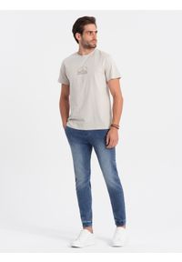 Ombre Clothing - Spodnie męskie marmurkowe jeansowe JOGGERY - jasnoniebieskie V2. Kolor: niebieski. Materiał: jeans #1