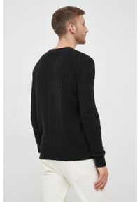 Polo Ralph Lauren sweter wełniany kolor czarny. Typ kołnierza: polo. Kolor: czarny. Materiał: wełna. Długość rękawa: długi rękaw. Długość: długie. Wzór: ze splotem #3