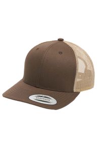 FLEXFIT - Dwukolorowa Czapka Trucker Retro. Kolor: brązowy, zielony, wielokolorowy. Styl: retro #1