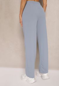 Renee - Niebieskie Spodnie High Waist z Prostą Nogawką i Gumką w Pasie Fadesa. Okazja: na co dzień. Stan: podwyższony. Kolor: niebieski. Styl: casual #4