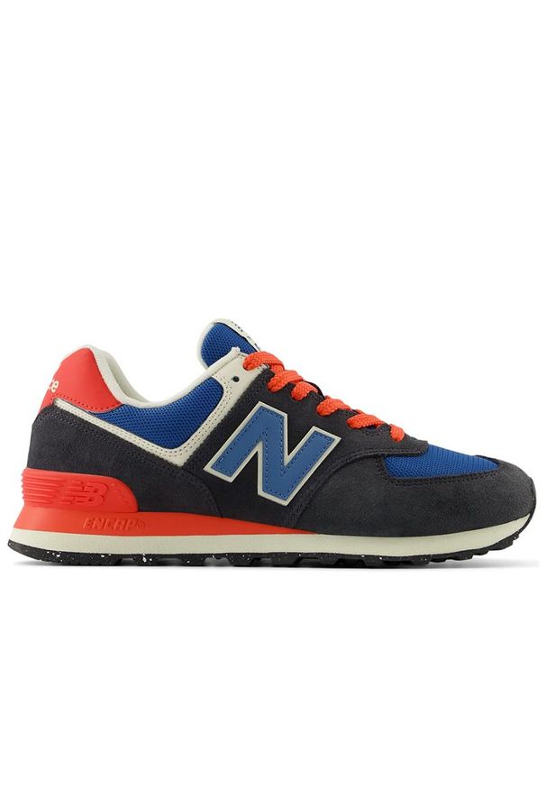 Buty New Balance U574RBA - multikolor. Okazja: na co dzień. Kolor: wielokolorowy. Materiał: skóra, guma, zamsz, dresówka. Szerokość cholewki: normalna. Wzór: aplikacja. Model: New Balance 574