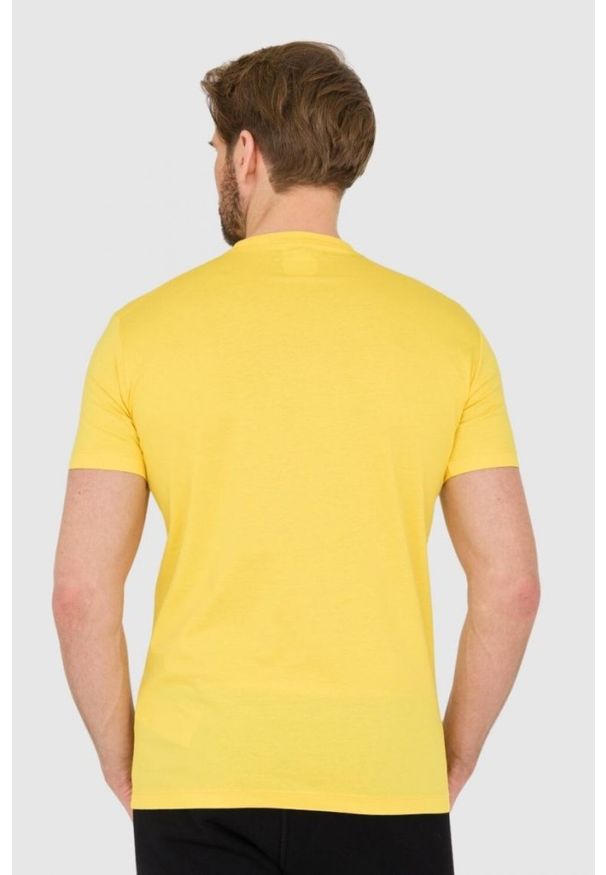 DSQUARED2 Żółty męski t-shirt z logo i zielonym liściem, Rozmiar S. Kolor: żółty