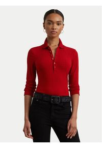 Lauren Ralph Lauren - LAUREN RALPH LAUREN Sweter 200971091003 Czerwony Slim Fit. Kolor: czerwony. Materiał: wiskoza