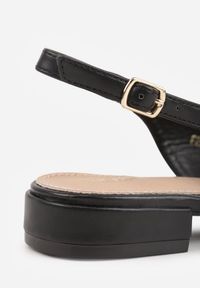 Renee - Czarne Sandały Slingback Vices z Wkładką ze Skóry Naturalnej Lisanilis. Okazja: na spotkanie biznesowe, na spacer. Zapięcie: pasek. Kolor: czarny. Materiał: skóra. Obcas: na obcasie. Styl: biznesowy #6