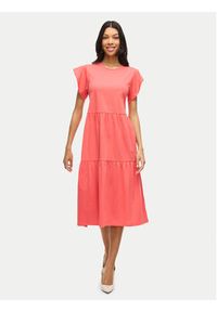 Vila Sukienka codzienna Summer 14087542 Koralowy Loose Fit. Okazja: na co dzień. Kolor: pomarańczowy. Materiał: syntetyk, bawełna. Typ sukienki: proste. Styl: casual #4