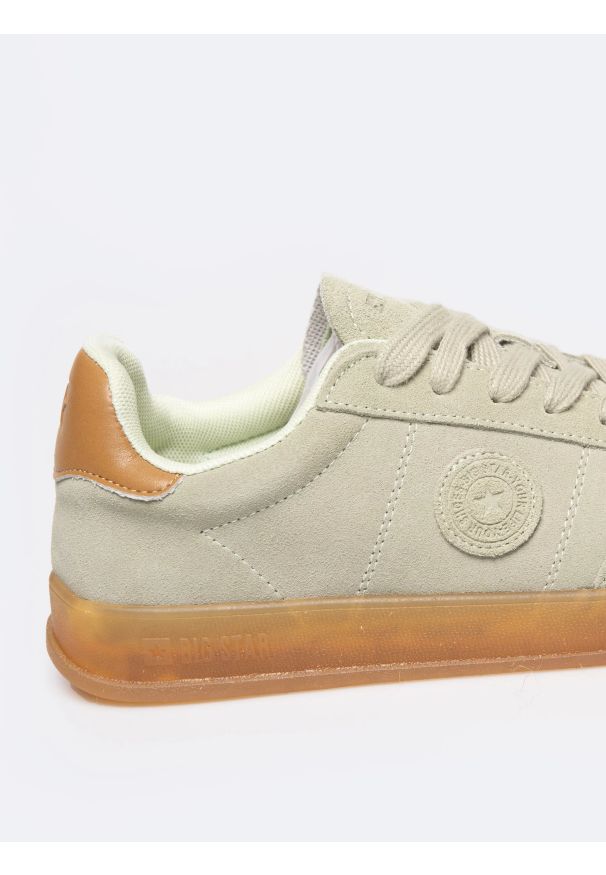 Big-Star - Sneakersy damskie ze skóry naturalnej zamszowej pistacjowe RR274848 300. Okazja: na co dzień. Kolor: zielony. Materiał: skóra, zamsz