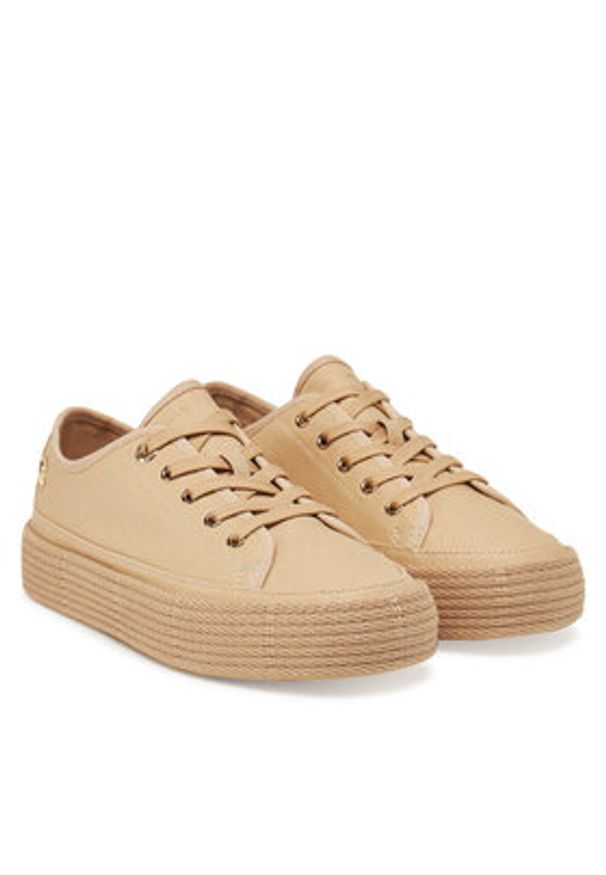 TOMMY HILFIGER - Tommy Hilfiger Espadryle Vulc Espadrille Sneaker FW0FW08404 Beżowy. Kolor: beżowy. Materiał: materiał
