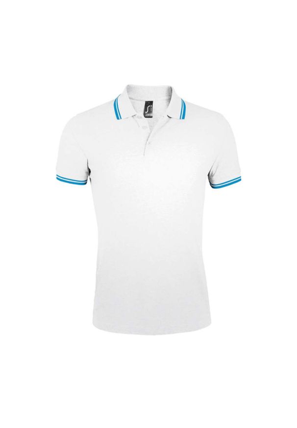 SOL'S - Męska Koszulka Polo Pasadena. Typ kołnierza: polo. Kolor: niebieski, wielokolorowy, biały