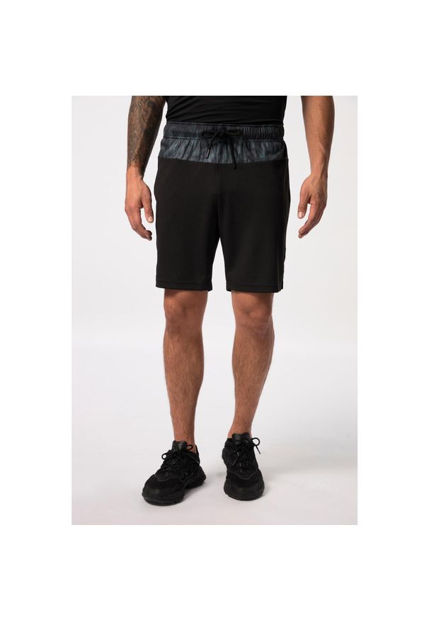 JAY-PI - Męskie Spodnie sportowe FLEXNAMIC® wstawki z nadrukiem elastyczny pas. Kolekcja: plus size. Kolor: czarny. Materiał: poliester, materiał. Wzór: nadruk