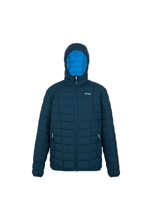 Regatta - Męska Ocieplana Kurtka Asper. Kolor: szary, niebieski, wielokolorowy. Materiał: puch. Sport: turystyka piesza