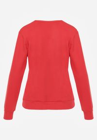 Born2be - Czerwona Bluza z Bawełną Ozdobiona Ściągaczami Hilani. Okazja: na spacer, na co dzień. Kolor: czerwony. Materiał: bawełna. Wzór: aplikacja. Styl: casual, elegancki, klasyczny #7