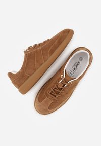 Renee - Brązowe Zamszowe Sneakersy z Wkładką ze Skóry Naturalnej w Stylu Tenisówek Adredine. Okazja: na co dzień. Kolor: brązowy. Materiał: zamsz, skóra #8