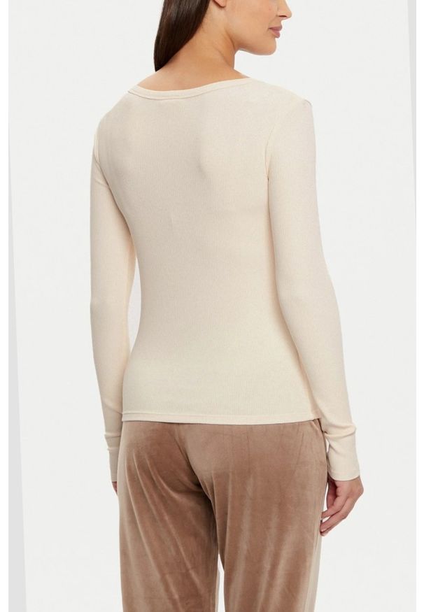 Guess - GUESS Beżowy damski longsleeve Colette. Kolor: beżowy. Długość rękawa: długi rękaw