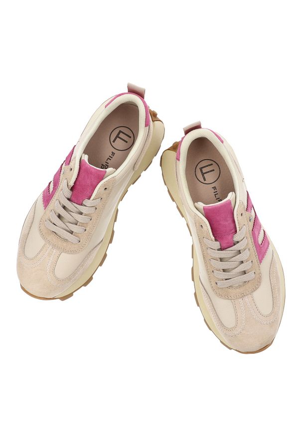 Beżowe Sneakersy Filippo Sportowe Obuwie Damskie. Kolor: beżowy. Materiał: materiał, zamsz