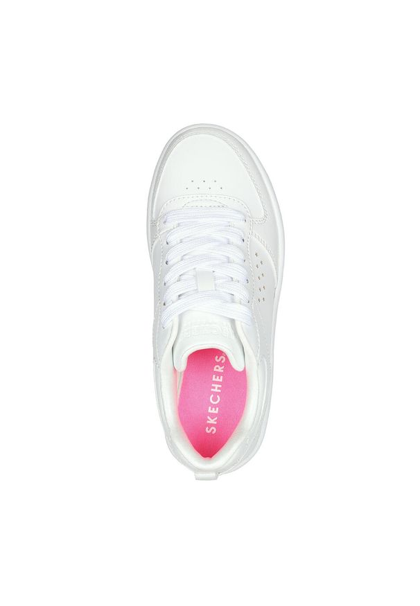 skechers - Buty do chodzenia dla dzieci Skechers Court High Color Z. Okazja: na co dzień. Kolor: biały. Materiał: syntetyk, materiał. Szerokość cholewki: normalna. Sport: turystyka piesza