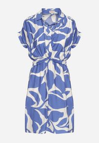 Born2be - Niebieska Taliowana Sukienka z Wiskozą z Geometrycznym Wzorem Galadira. Okazja: na spacer, na imprezę, na co dzień. Kolor: niebieski. Materiał: wiskoza. Wzór: geometria. Styl: casual, klasyczny #4