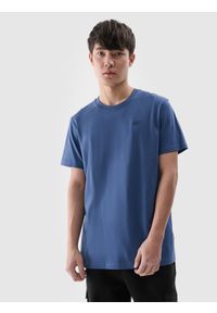 4f - 4F T-shirt regular gładki męski - granatowy XXL. Okazja: na co dzień. Kolor: niebieski. Materiał: bawełna, dzianina, jersey. Długość rękawa: krótki rękaw. Długość: krótkie. Wzór: gładki. Styl: klasyczny, casual, sportowy #1