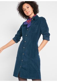 bonprix - Sukienka sztruksowa ze stretchem. Kolor: niebieski. Materiał: sztruks #1