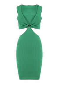 Born2be - Zielona Sukienka Aerephone. Kolor: zielony. Długość rękawa: bez rękawów. Wzór: aplikacja. Długość: mini