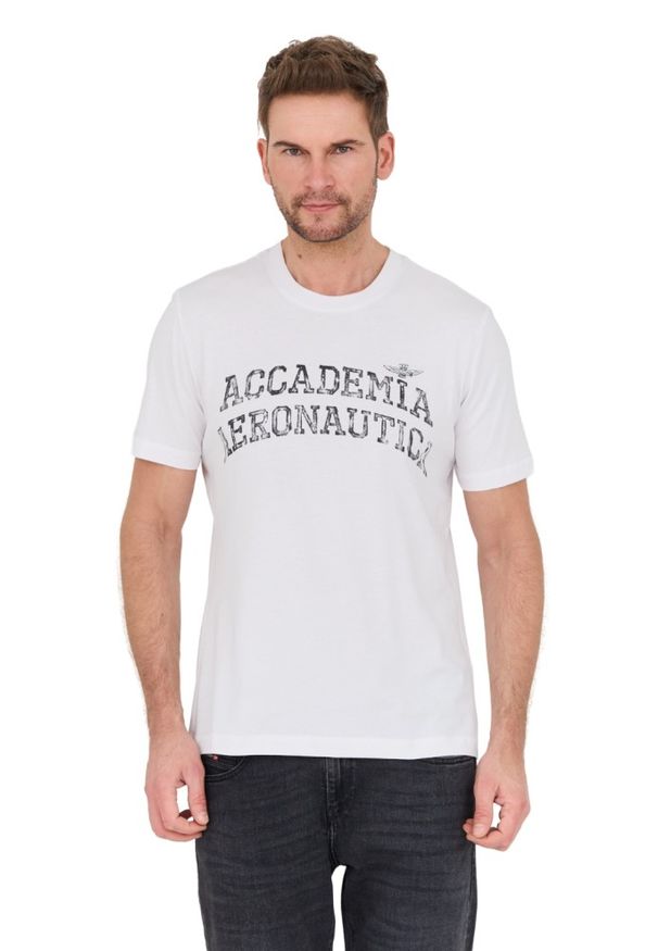 Aeronautica Militare - AERONAUTICA MILITARE Biały bawelniany męski t-shirt M.C., Rozmiar XL. Kolor: biały