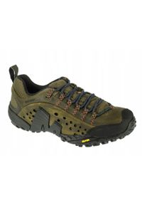 Merrell - Buty trekkingowe na co dzień męskie MERRELL INTERCEPT skóra duży rozmiar. Okazja: na co dzień. Kolor: zielony. Materiał: skóra