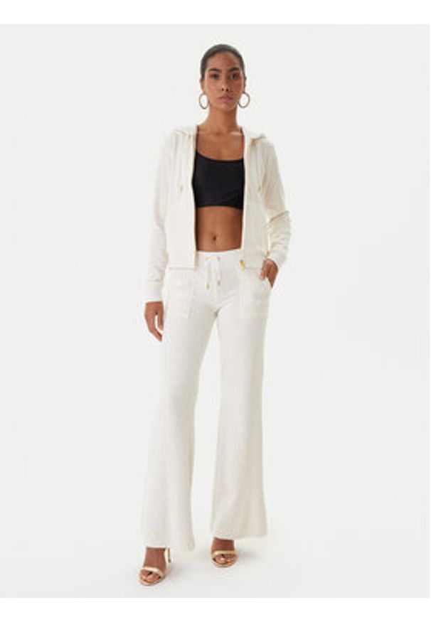 Juicy Couture Bluza Robertson JCAP176G Beżowy Slim Fit. Kolor: beżowy. Materiał: welur