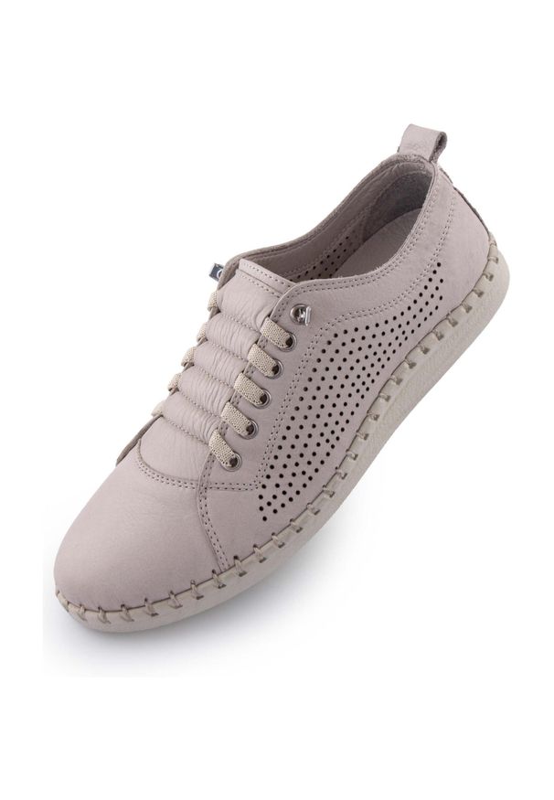 ENELL - Sneakersy skórzane Nell dla kobiet - Styl i komfort. Kolor: szary. Materiał: skóra