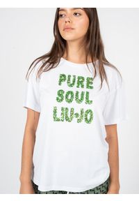 Liu Jo T-Shirt | WA3E13 J4501 | Kobieta | Biały. Okazja: na co dzień. Kolor: biały. Materiał: bawełna. Długość: długie. Wzór: nadruk. Styl: klasyczny, casual, elegancki #5