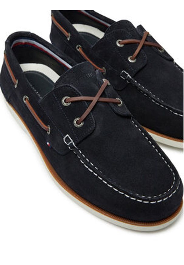 TOMMY HILFIGER - Tommy Hilfiger Półbuty Th Boat Shoe Core Suede FM0FM05387 Granatowy. Kolor: niebieski. Materiał: zamsz, skóra