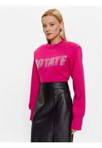 ROTATE Sweter Firm Rhinestone 1001151979 Różowy Regular Fit. Kolor: różowy. Materiał: bawełna #1