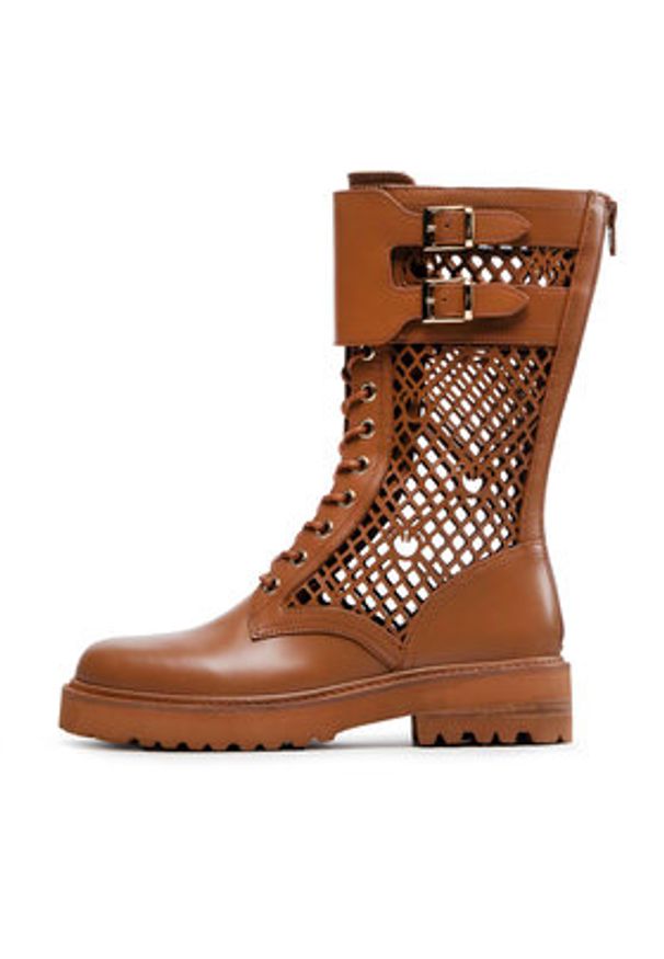 Pinko - PINKO Trzewiki Noemi Stivale PE 22 BLKS1 1H212D Y87W Brązowy. Kolor: brązowy. Materiał: skóra