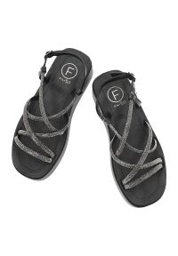 Sandały damskie Filippo, na grubej platformie eleganckie zapinane sprzączką, czarne, DS6898-25-BK. Okazja: na spacer. Zapięcie: sprzączka, pasek. Kolor: czarny. Wzór: ze splotem, paski. Sezon: lato. Obcas: na platformie. Styl: elegancki #3