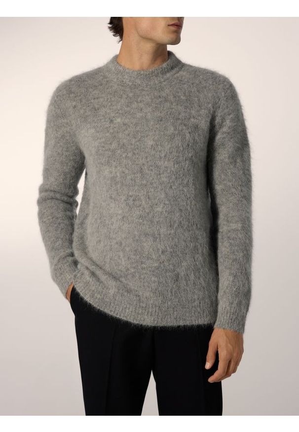 Reserved - Sweter z wełny i alpaki - ciemnoszary. Kolor: szary. Materiał: wełna