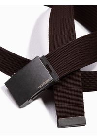 Ombre Clothing - Pasek męski parciany z metalową klamrą - brązowy. Kolor: brązowy #1