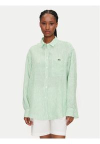 Lacoste Koszula CF0054 Zielony Oversize. Kolor: zielony. Materiał: len