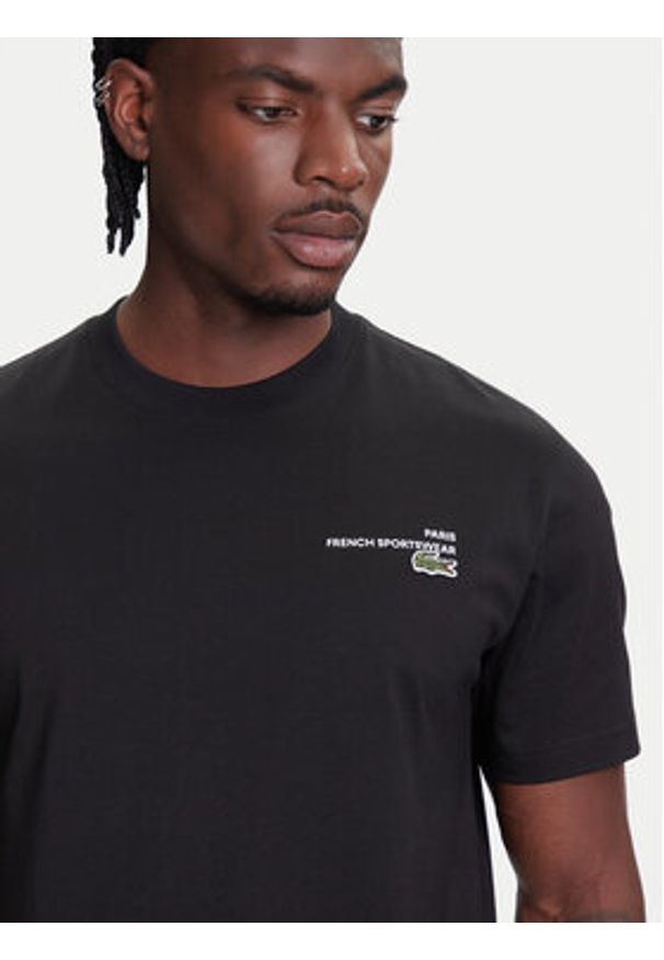 Lacoste T-Shirt TH9880 Czarny Classic Fit. Kolor: czarny. Materiał: bawełna