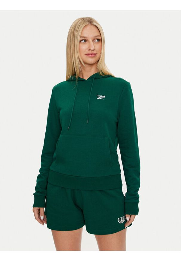 Reebok Bluza Franch Terry Hoodie 100075857 Zielony Regular Fit. Kolor: zielony. Materiał: bawełna